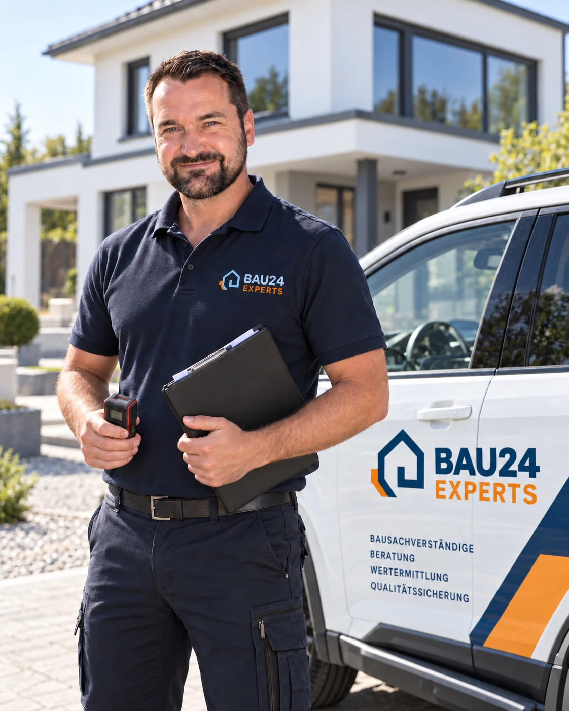 BAU24 EXPERTS vor einer Immobilie